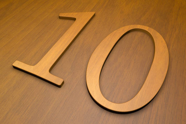 Wooden number 10, 3d illustration