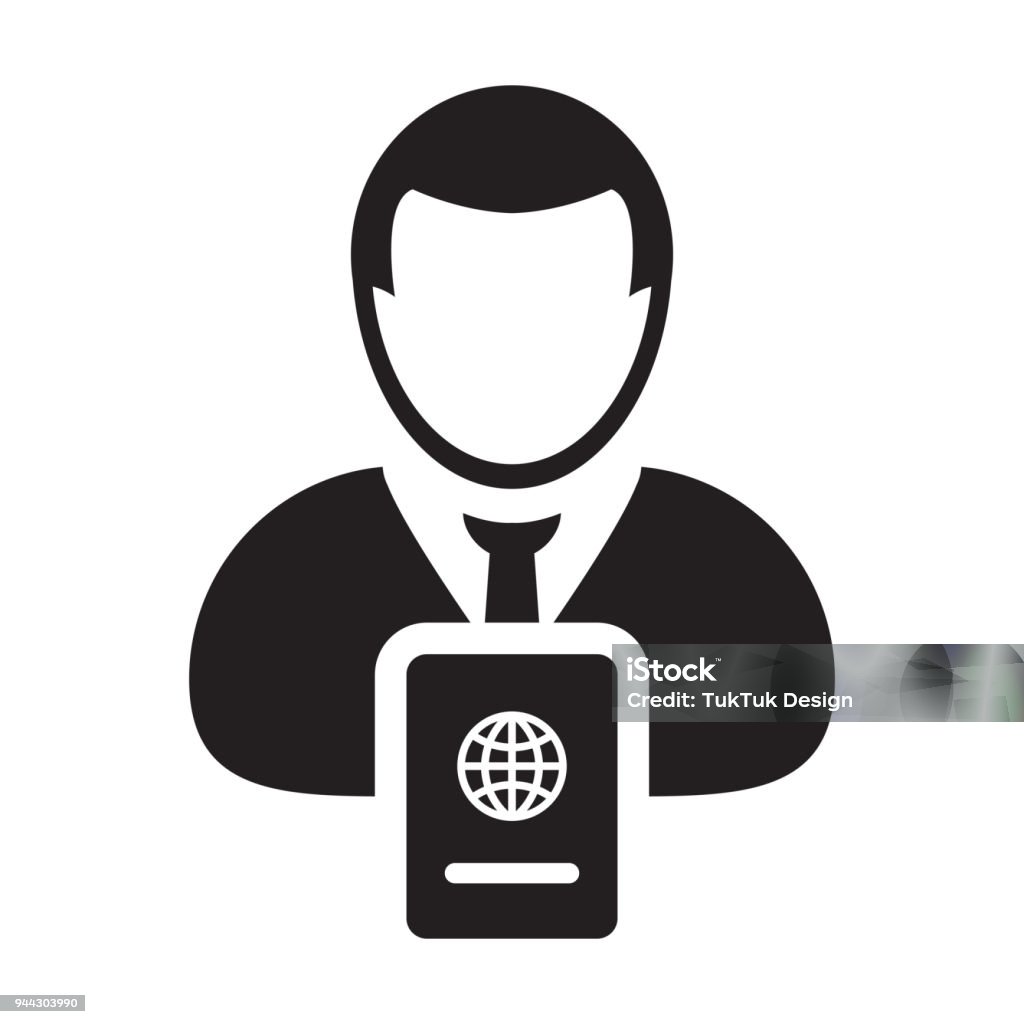 Passport Icon Vector With Male Person Profile Avatar Symbol for International Identity and Travel in Glyph Pictogram Passport Icon Vector With Male Person Profile Avatar Symbol for International Identity and Travel in Glyph Pictogram illustration Adult stock vector