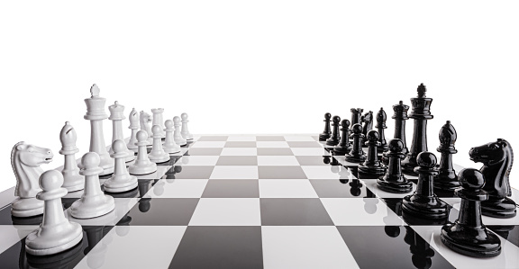 Black and white chess isolated on white background