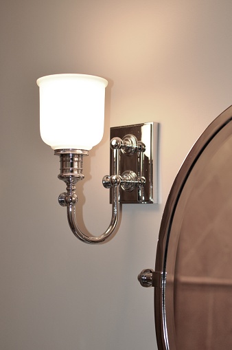 Close-up of bathroom light fixture