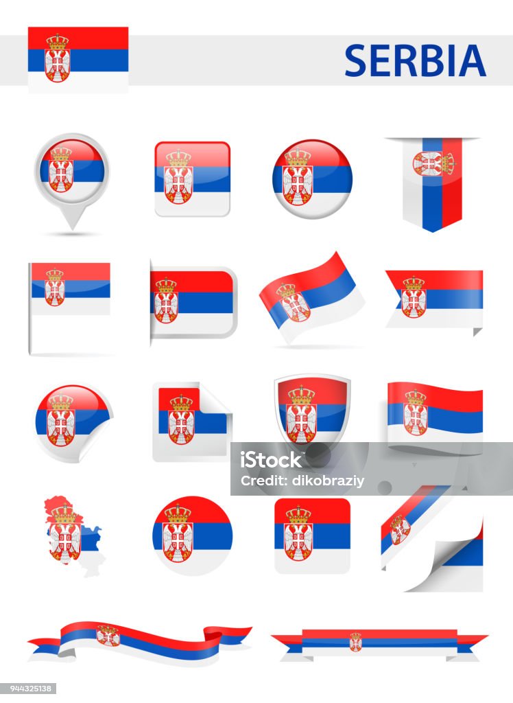 Conjunto de Vector de bandera Serbia - arte vectorial de Acontecimiento libre de derechos