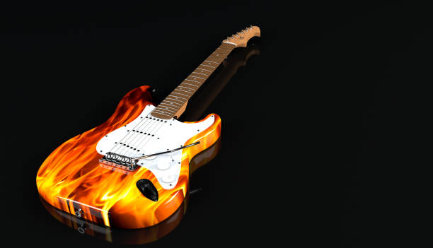 istock Electric guitar with flame paint finish 944329490