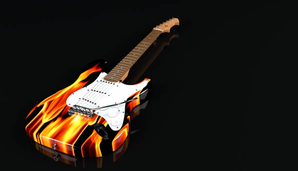 istock Electric guitar with flame paint finish 944329616