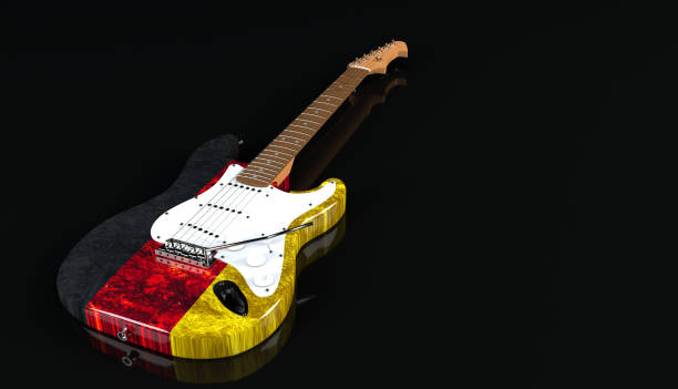 istock Electric guitar with Germany flag paint finish 944329744