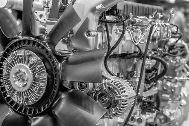 istock Engine with fan propeller for air cooling in the factory 944333956