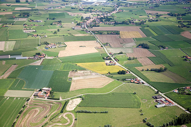Flandes campos desde el aire - foto de stock