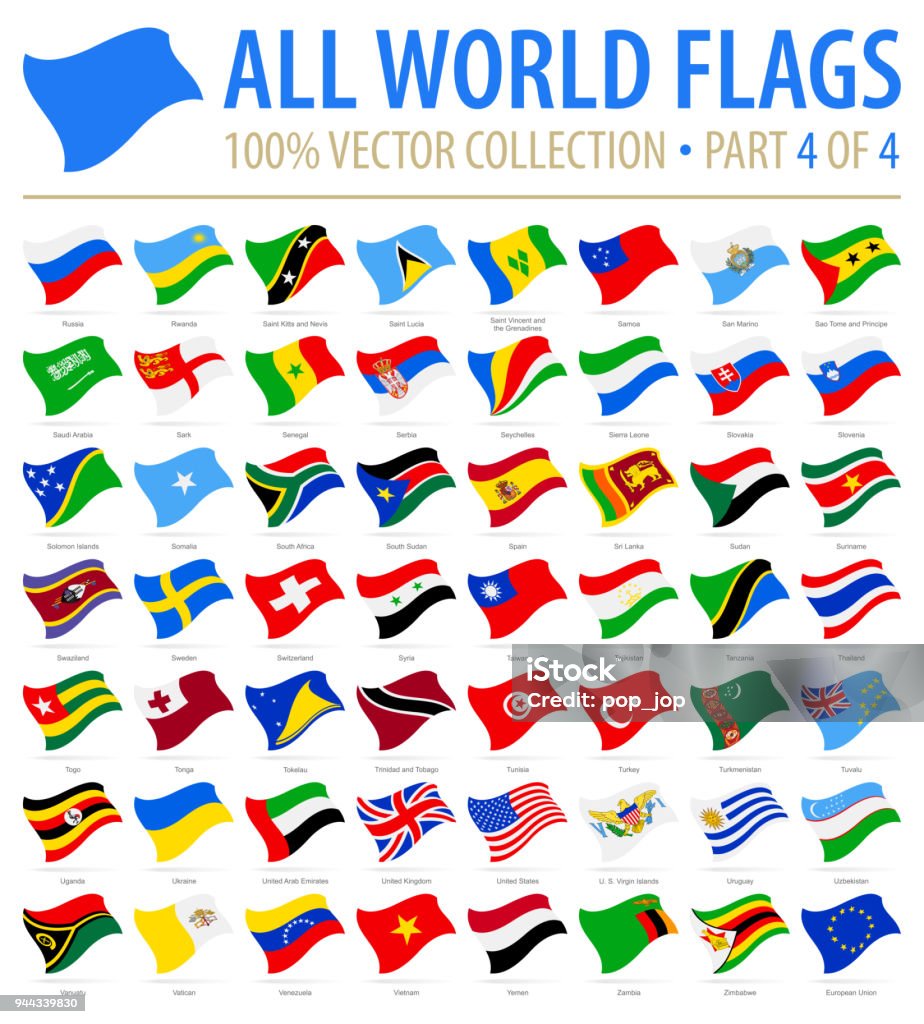 World Flags - Vector Flying Flat Icons - Part 4 of 4 Flag stock vector