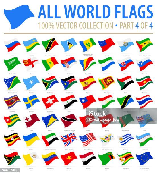 World Flags Vector Flying Flat Icons Part 4 Of 4 Stock Illustration - Download Image Now
