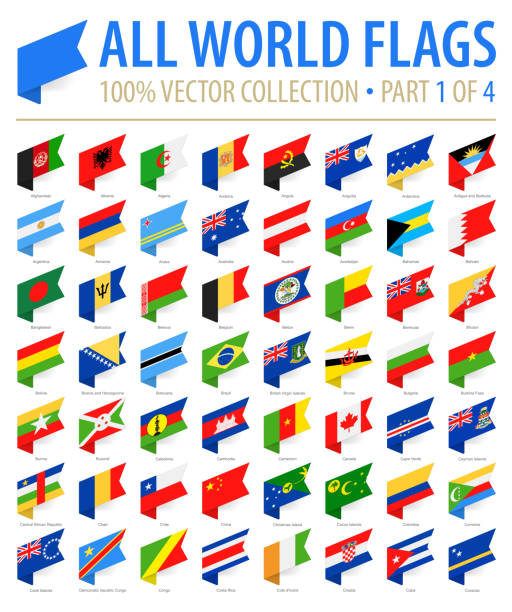 世界旗幟-向量等距標籤平面圖標-1 部分4 - croatia brazil 幅插畫檔、美工圖案、卡通及圖標
