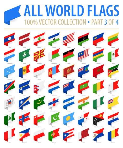 World Flags - Vector Isometric Label Flat Icons - Part 3 of 4 World Flags - Vector Isometric Label Flat Icons - Part 3 of 4 mexico poland stock illustrations