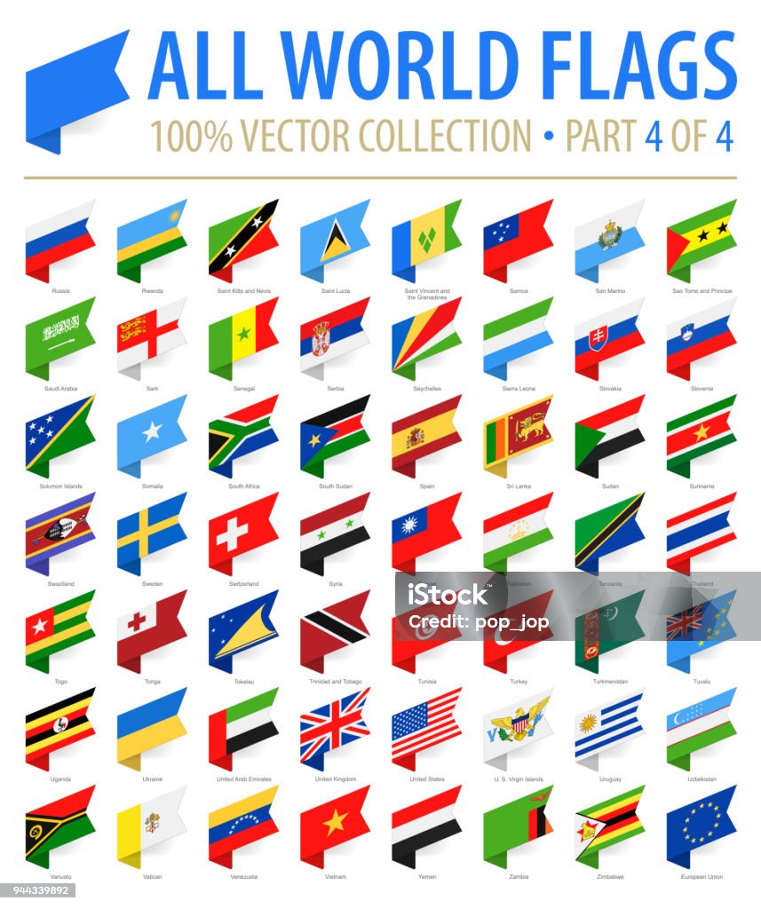 World Flags - Vector Isometric Label Flat Icons - Part 4 of 4 Flag stock vector