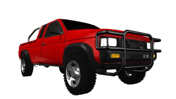 istock A red Pickup Truck isolated on white background 944340364