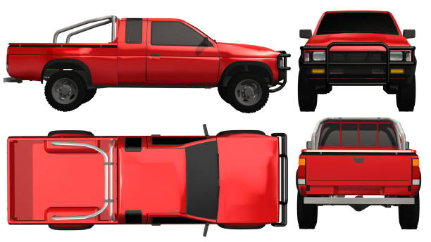 istock a red Pickup Truck Template isolated on white background 944340760