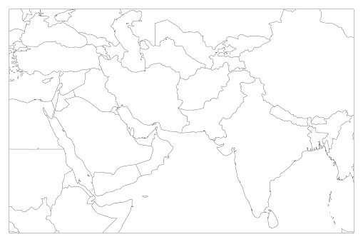 Comenzar interior amanecer Ilustración de Mapa Político De Los Países Del Sur De Asia Y Medio Oriente  Mapa De Contorno Del Vector Plano Simple y más Vectores Libres de Derechos  de Afganistán - iStock