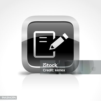 istock Notepad and Text Message Glossy Button Icon 944344394