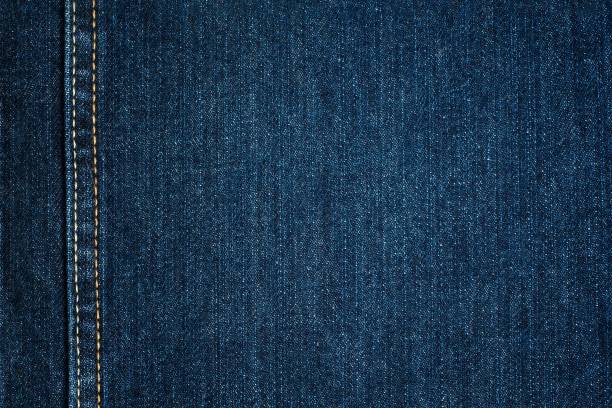 Blue Jeans Cloth With Seam. Background Texture stock photo