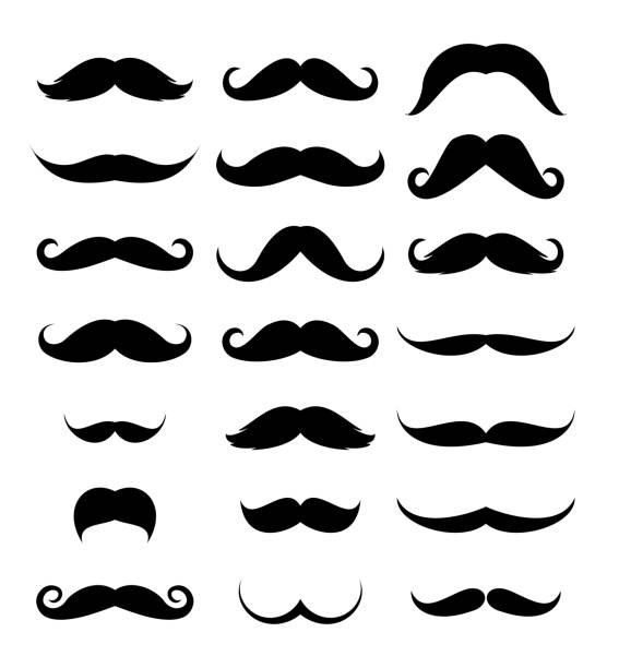 ilustraciones, imágenes clip art, dibujos animados e iconos de stock de icono de bigote establece vector - mrs