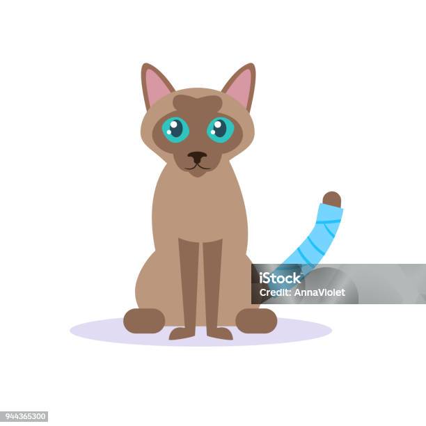 Kucing Dengan Ekor Yang Ditempel Vektor Kartun Ilustrasi Stok - Unduh
