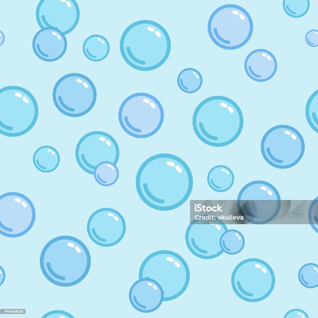 Seamless pattern with soap bubbles, naive and simple background, blue wallpaper Seamless pattern with soap bubbles, naive and simple background, blue wallpaper, vector illustration Bubble stock vector
