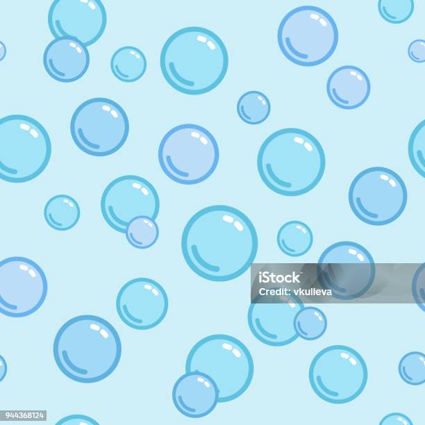 Seamless Pattern With Soap Bubbles Naive And Simple Background Blue Wallpaper Stock Illustration - Download Image Now