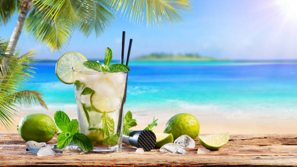 Mojito Cocktail With Mint Leaves And Lime Slice