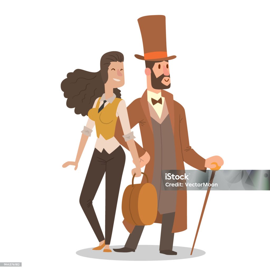 Phim Hoạt Hình Cổ Điển Victoria Gents Retro People Vector Phong ...