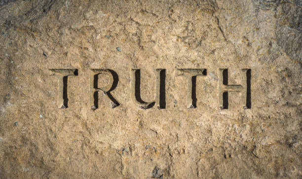 Truth Chiselled Into Rock Conceptual Image Of The Word Truith Chiselled Into Stone Or Rock chisel photos stock pictures, royalty-free photos & images