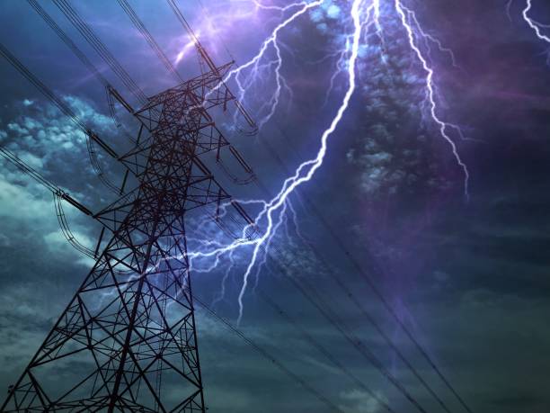 istock Thunder and lightning On the high voltage poles. 944382384