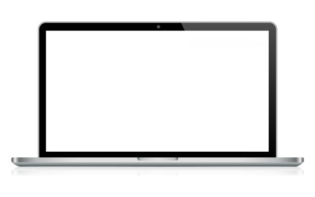 ilustraciones, imágenes clip art, dibujos animados e iconos de stock de laptop en color negro y plata con la reflexión - computer computer monitor white background laptop