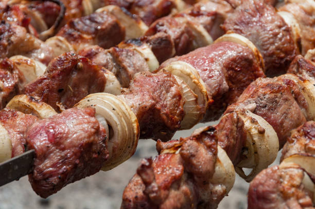 istock Close up of cooked meat, barbecue, kebab 944390790