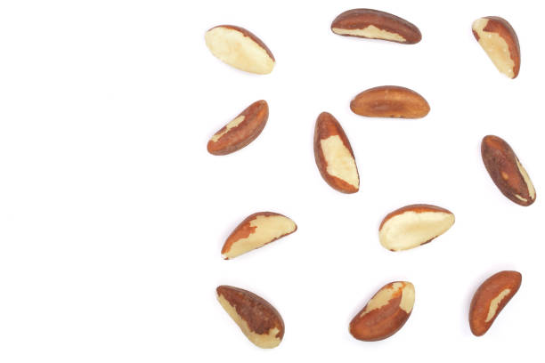 istock Brazil nuts isolated on white background closeup with copy space for your text. Top view. Flat lay 944393924