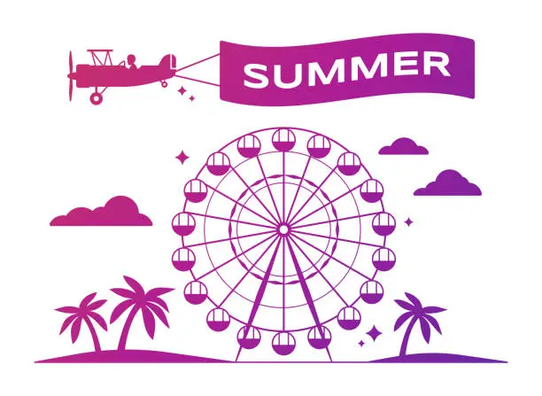 Vector illustration of Summer Festival Ferris Wheel