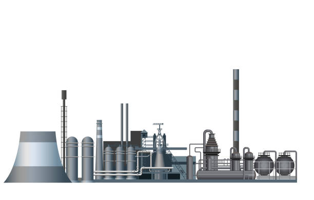 Heavy industry factory. Heavy industry factory. Vector illustration isolated on white background steel mill stock illustrations