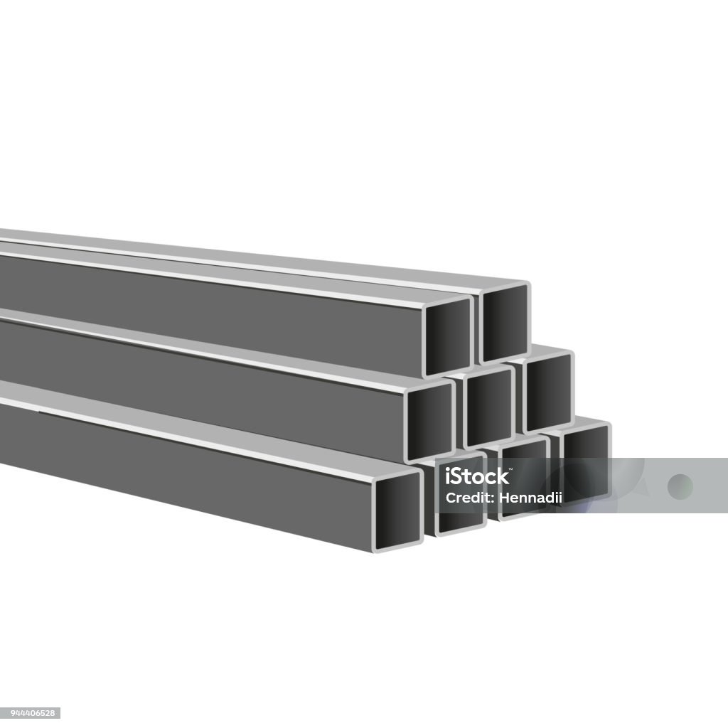 Pile of steel square tubes Pile of steel square tubes. Vector illustration isolated on white background Steel stock vector