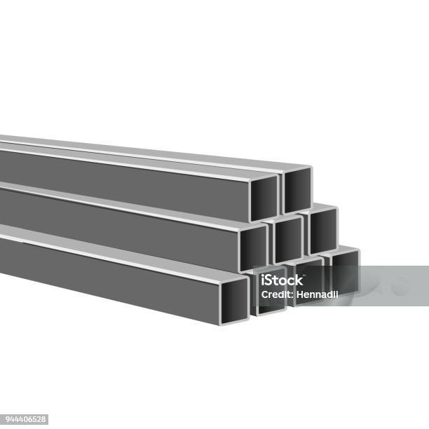 Pile Of Steel Square Tubes Stock Illustration - Download Image Now - Steel, Metal, Drawing - Activity