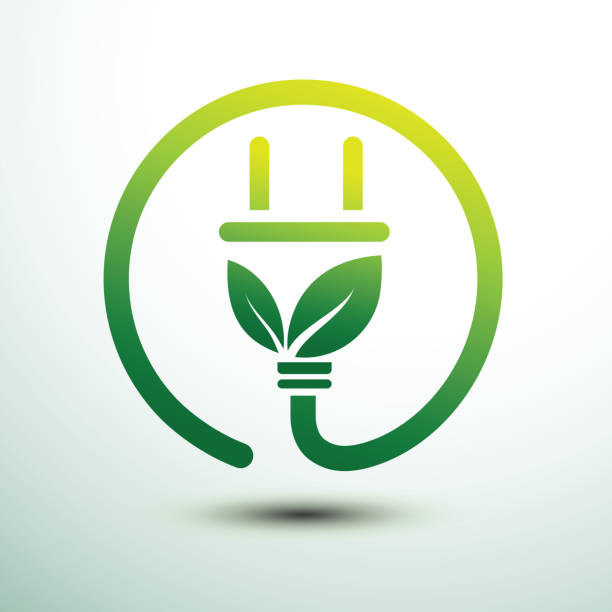 zelená ekologická zástrčka - obnovitelný zdroj energie stock ilustrace