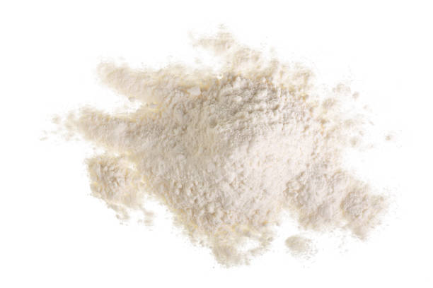 istock Pile of flour isolated on white background. Top view. Flat lay 944449878