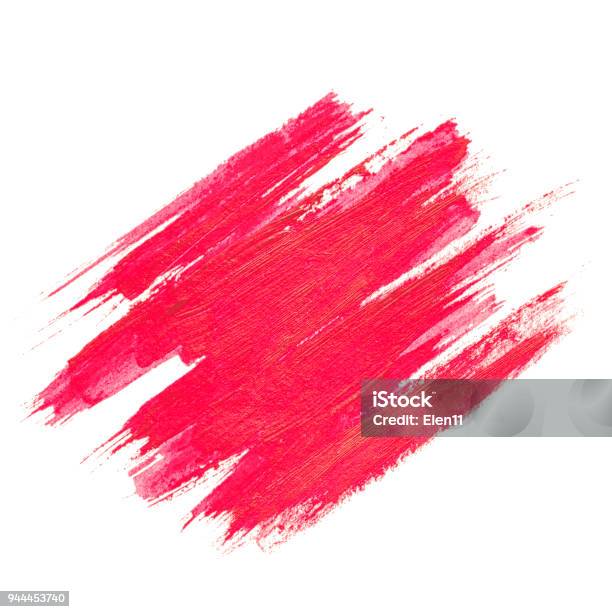 Red Watercolor Texture Paint Stain Brush Stroke Isolated On White Background Stock Photo - Download Image Now