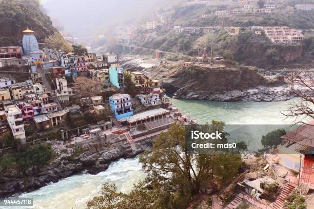 Devprayag The Sangam Of Alaknanda And Bhagirathi Rivers Stock Photo - Download Image Now