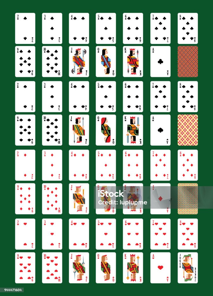 Playing-card vector playing cards for poker in casino illustration set of players gambling game signs king queen and jack isolated on background Playing-card vector playing cards for poker in casino illustration set of players gambling game signs king queen and jack isolated on background. Playing Card stock vector