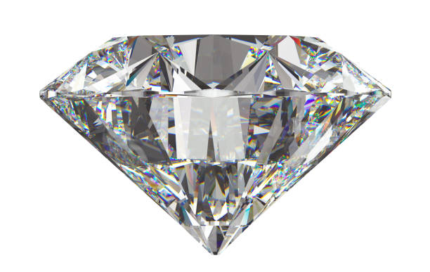 боковой вид круглого алмаза с изолированным на белом - jewelry color image gift gem стоковые фото и изображения