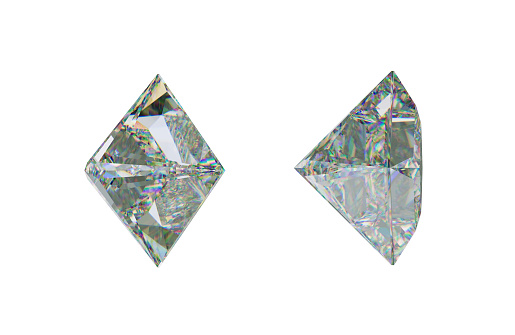 Vistas de SDE de princesa cortan diamante o piedra preciosa en blanco. Render 3D, Ilustración 3d 