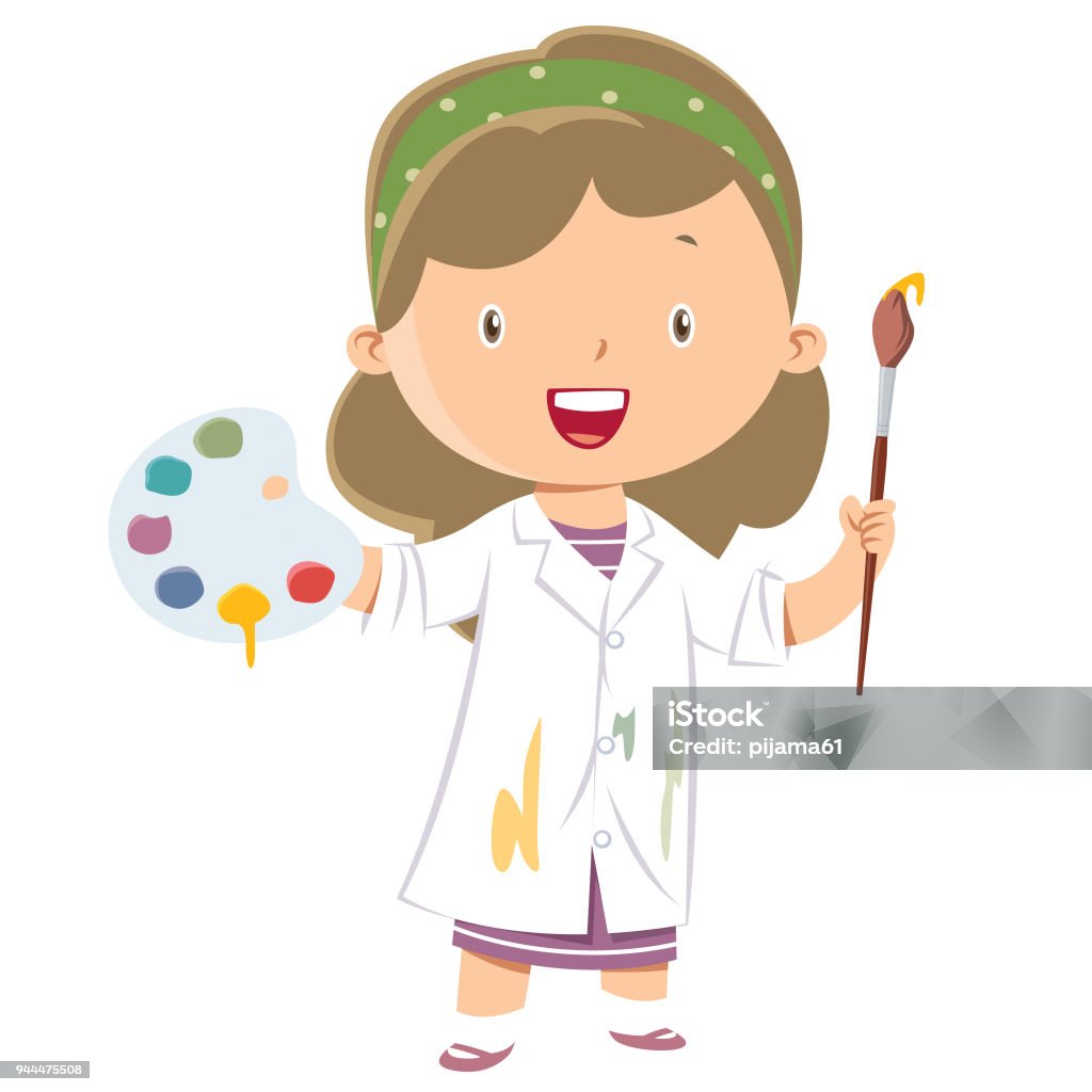 Girl art painter Vector girl art painter Child stock vector