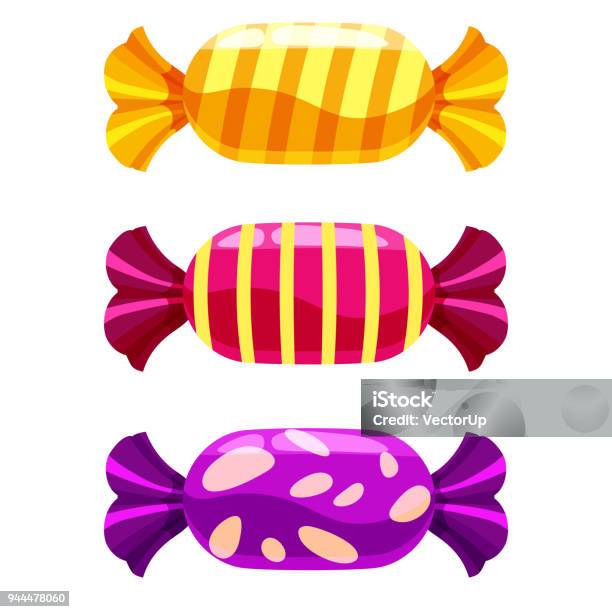 Set Of Sweets Candy On White Background Vector Illustration Isolated Stock Illustration - Download Image Now