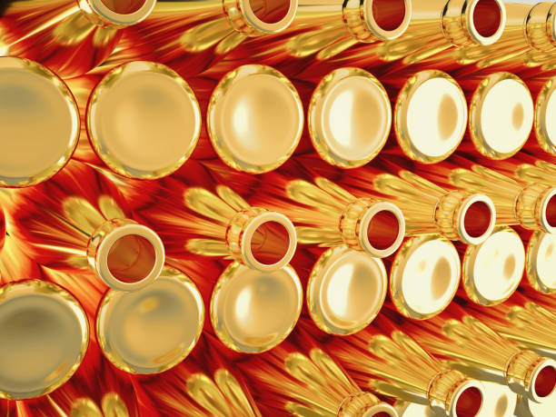 istock Storage of many empty golden bottles for wine or brandy. Large size 944478378