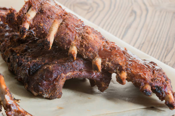 istock Grilled Spareribs with barbecue sauce with Copy Space 944486920
