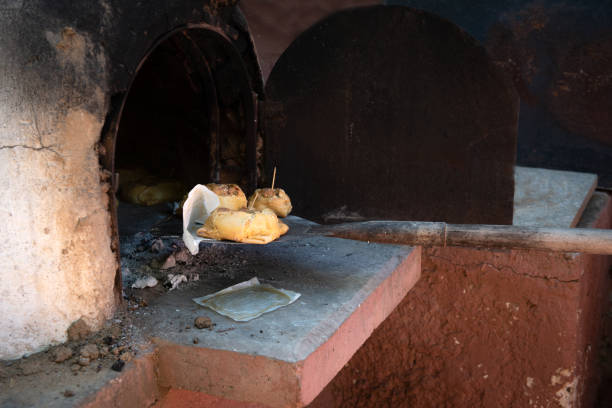 Traditional Cypriot easter cheese pastries cooked on a clay oven. The easter pastries are called flaounes and are made with various cheese.