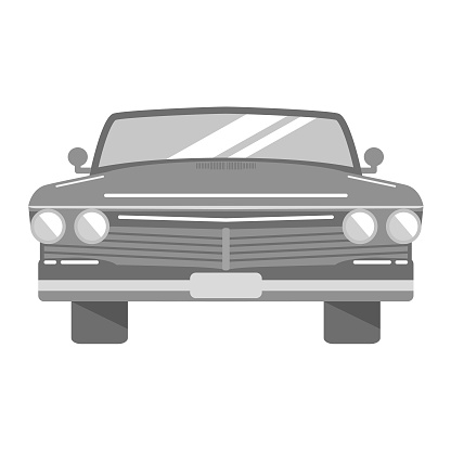 Retro Mobil Vintage Tampilan Depan Pada Lampu Depan Dan Kaca Depan Dan