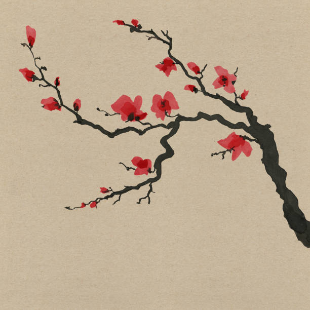 istock Sakura tree in Japanese style. Watercolor hand painting illustration 944496858