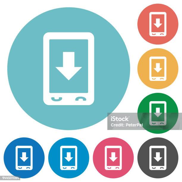 Mobile Scroll Down Flat Round Icons Stock Illustration - Download Image Now - Arrow Symbol, Circle, Communication